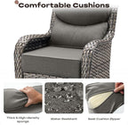 Rilyson Outdoor Patio Swivel Rocker Chairs Set of 2, Waterproof Wicker, High Back, Deep Seating, Wide Armrest, Upgraded 6 inch Thick Cushions, Ideal for Deck Porch Backyard, Mixed Grey-Grey