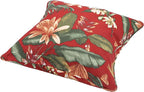 Outdoor Throw Pillow with Insert 18x18 Inch, Set of 2, Piping Edge Waterproof Fade Resistant Decorative Fluffy Pillows for Patio Furniture Chair Bench Couch Sofa - Red Floral