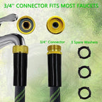 Garden Hose 25 FT, NON-EXPANDABLE Heavy-Duty Flexible & Lightweight Water Hose with 10-Function Nozzle, No-Kink Design, Leak-Proof Super Fabric, Solid Fittings for Lawn, Car, RV, Outdoor