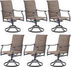 Soohow Swivel Outdoor Dining Chairs Set of 6, Patio Swivel Dining Chair with Textilene Fabric, Outdoor Metal Armchair All Weather Resistant, Ergonomic Comfort, Perfect for Patio, Backyard, Balcony