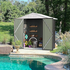 Furniwell Outdoor Storage Shed, Metal Garden Sheds Outdoor Storage House with Single Lockable Door for Backyard Patio Lawn (Gray, 6 x 4 FT)