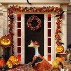 Fall Porch Goose Outfit Set for 23'' Plastic Statue Lawn Porch Goose Clothes with Autumn Maple Leaf Skirt Hat Broom Costume for Indoor Outdoor Patio Yard Lawn Art Decor