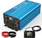 2000 Watt Inverter Pure Sine Wave DC 12V to 110V AC Power Inverters with 3 AC Charger Outlets, Car Inverter Solar Power Inverters for Vehicles Home with LCD Display and 2.4A USB Charging Ports