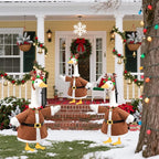 Christmas Porch Goose Outfit for Large 23" High Cement or Plastic Goose Statue, Yard Goose Cloths with Deer Antler Headband, Bell Bow Tie Decor for Outdoor Lawn Gaden Patio