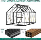 YITAHOME Polycarbonate 6X10FT Greenhouse Heavy Duty Green Houses Outdoor Greenhouses Aluminum Sliding Doors Vent Window for Garden Backyard, Black