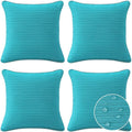 Decorative Outdoor Water Repellent Throw Pillows with Inserts, Set of 4, 20" x20" Pillows for Patio, Backyard, Bed, Couch, and Patio Furniture, Turquoise