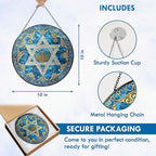 FLAGWIX Christmas Hanukkah Gifts for Women Men - Star of David Stained Glass Window Hanging 10 in - Hanukkah Decorations Suncatcher, Religious Jewish Gifts for Mom Grandma, Christmas Decorations