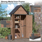 Outdoor Storage Shed with Strongest Metal Frame, Storage Cabinet with Floor, Weatherproof Tool Shed with Adjustable Shelfs, Lockable Metal Garden Shed Steel for Backyard Patio (Brown)