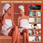 springspa 4 Person Infrared Sauna Room, Low EMF FAR Infrared Sauna for Home, Canadian Hemlock Wooden Indoor Sauna, with 10 Heating Panel, 2 LCD Panel, Bluetooth Speaker, 7 Therapy Light
