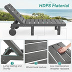 Outdoor Chaise Lounge Chairs Set of 4, 26.8” Super Wide Lounge Chair Outdoor, HDPS Pool Chairs with 5 Positions, Patio Lounge Chair with Wheels for Pool,Lawn,Backyard, Dark Gray