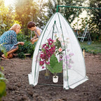 Greenhouse for Outsides, 54”x 54”x 71” Heavy Duty Green House Tent with Durable PE Cover, Garden Plant Protector with Zippered Door Mesh Window for Vegetables Flowers Fruits Herbs, White