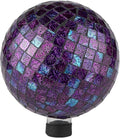 Lily's Home Glass Gazing Ball | Holographic Effect, Stunning Rainbow Color Reflection Effect, Mosaic Design, Purple Mirrors, Attracts Good Fortune, Lovely Centerpiece, 10” Dia.