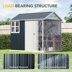 Breezz 6X8FT Outdoor Steel Storage Shed with Clear Window, Lockable Doors, Weather-Resistant Metal Tool Shed for Garden, Backyard, Patio, and Utility Storage.Nightblue