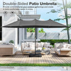 Joyside 15FT Large Patio Umbrella with Base Included, Outdoor Double Sided Umbrella, Rectangle Umbrella with Crank Handle, 12 Sturdy Ribs for Deck, Porch and Pool