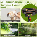 Heavy Duty Garden Hose – 5/8 Inch Flexible, Lightweight Hybrid Hose with 600 PSI Burst Pressure, Swivel Handle, and Durable Copper Male/Female Fittings (Black with hose sprayer, 25FT)