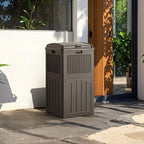 Devoko 33 Gallon Outdoor Trash Can, Hideaway Garbage Bins with Tiered Lid, Waterproof Resin Outside Waste Bins for Patio, Outside Pool, Backyard and Deck(1, Deep Brown)
