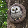 Baby Owl Resin Tree Faces, Whimsical Halloween Decorations Outdoor Owl Hugger Sculpture, Garden Ornament for Yard Lawn Patio Porch, Tree Decor Unique Garden Gift, Durable Waterproof Resin Statue