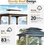 Modern Shade Grill Gazebo 6' X 8', Aluminum BBQ Gazebos with Shelves and Ceiling Hook, Grill Canopy Hardtop with Galvanized Steel Roof, Outdoor Grill Gazebo with Extra-Wide Column Design, Wood-Looking