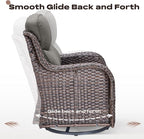 Rilyson Outdoor Patio Swivel Rocker Chairs Set of 2, Waterproof Wicker, High Back, Deep Seating, Wide Armrest, Upgraded 6 inch Thick Cushions, Side Table, Ideal for Deck Porch Yard, Brown-Grey