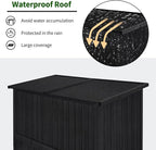 MCombo Outdoor Storage Cabinet, Wooden Storage Shed with Latch, Outside Garden Tool Shed with 2 Doors for Patio Yard Lawn, 1900 (Black, Large)