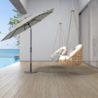 Midtown Umbrellas The Swilt 8 Feet Patio Umbrella in Terylast Matter (Grey) Polyester Fabric - Fiberglass Ribs, Auto-Tilt Aluminum Frame For Backyard, Deck, Garden, Pool - White Pole