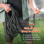 Flexi Hose Lightweight Expandable Garden Hose, No-Kink Flexibility, 3/4 Inch Solid Brass Fittings and Double Latex Core (25ft, Black)