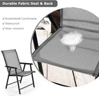 S AFSTAR Patio Chairs Set of 2, Outdoor Foldable Sling Chairs with Armrests, Folding Outdoor Chairs for Lawn Garden Backyard Poolside Porch (Gray)