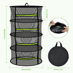 4 Layer Herb Drying Rack Hanging, Plant Drying Rack, Bud Drying Net,Foldable Hanging Dry Rack Net with Green Zipper, Garden Shears & Hooks, for Herbs, Seeds Indoor/Outdoor (23.62")