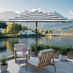 PatioKingdom Auto-Tilt 9FT Patio Umbrella Outdoor with 8 Sturdy Fiberglass Ribs,Market Table Umbrella for Pool,Backyard,Deck and Garden
