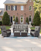 Pop 22x25/22x24 Outdoor Chair Cushions Set of 4 - Heavy Duty High Back Replacement Zippered Cushion for Patio Furniture Set Dining Rocking Chairs Loveseat L-Shape Sofa - Grey/Button