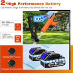 Electric Weed Wacker Eater Cordless Battery Powered, Weed Trimmer 21V Lightweight No-String with 2 Battery Operated & Wheels, 3 in 1 Stringless Grass Trimmer/Edger/Brush Cutter for Garden Yard Lawn