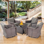 Outdoor Patio Wicker Swivel Chairs - Set of 4 Outside Rattan Rocker Glider Chair Rocking Armchairs for Front Porch Balcony Backyard Yard Deck Poolside Apartment – Brown/Grey