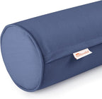 Austin Horn Classics Sunbrella Set of 2 Zippered Neck Bolster Pillow, Made with Sunbrella Fabric, Cylinder Pillows, for Couch & Bed, Decorative Round Throw Pillow, Back & Neck Support (Indigo)