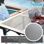 PHI VILLA Patio Dining Set Wrought Iron Outdoor Table and Chairs Furniture Set 5 Piece, 37" Square Bistro Table with Umbrella Hole and 4 Backyard Garden Chairs Support 300LBS for Deck, Lawn, Garden