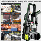 2025Upgraded Pressure Washer 4300PSI with 4 Quick Connect Nozzles, Inlet Hose & Filter& Foam Cannon for Cars/Fences/Driveways/Home Cleaning, Green