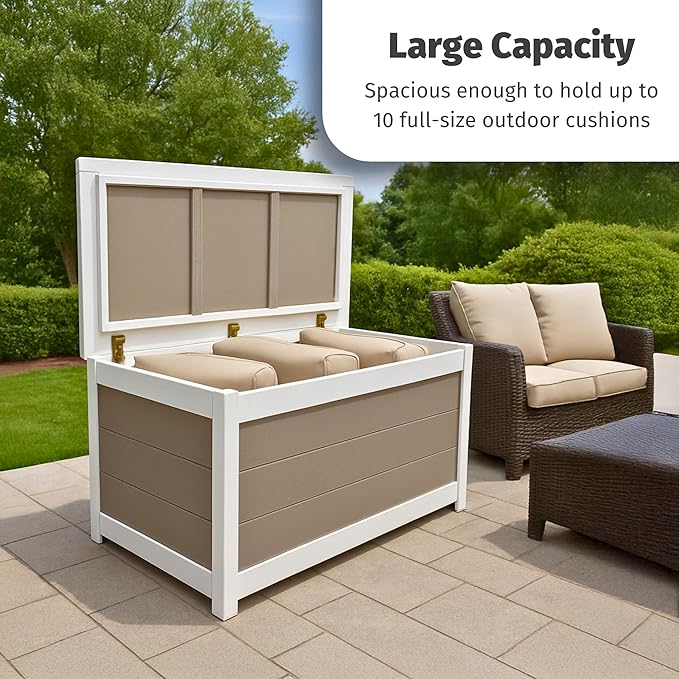 DutchCrafters Poly Waterproof Outdoor Deck Box 200-Gallon Large Deck Box Weatherproof Storage for Pool Decor, Porch Packages, Pool Towel Holder, Holds Up To 10 Cushions - Amish Made in USA (Red)