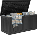 YITAHOME 260 Gallon Large Deck Box with Divider & Side Handles, Outdoor Double-Wall Storage for Patio Furniture Cushions, Garden Pool Accessories, Water Resistant & Lockable