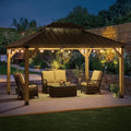 CHARMELEON 12x14 Cedar Wood Gazebo,Heavy Duty Patio Gazebo with Metal Roof,Permanent Hardtop Gazebos Pavilion for Backyard,Outdoor,Deck,Garden,Porch