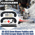 99-9313 Snow Blower Paddles with 55-8760 Scraper Blade, 95-6151 Belt Replaces Toro 99-9313 Paddle Kit, Toro 55-8760 Scraper Blade for Toro CCR 2400, CCR 2450, CCR 3000, CCR 3650 Snowblowers
