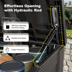 ROJIK 180 Gallon Outdoor Storage Box Waterproof-Patio Furniture Resin Deck Box, Garden Tools, Cushions, Pool Accessories Storage Bench with Lockable Lid and Side Handles (Black, 180 Gal)