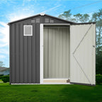 6x4 FT Metal Outdoor Storage Shed with Window, Steel Utility Tool Shed House, Garden Tool Storage Cabinet for Backyard Patio Lawn (6' x 4' No Floor Frame), Black