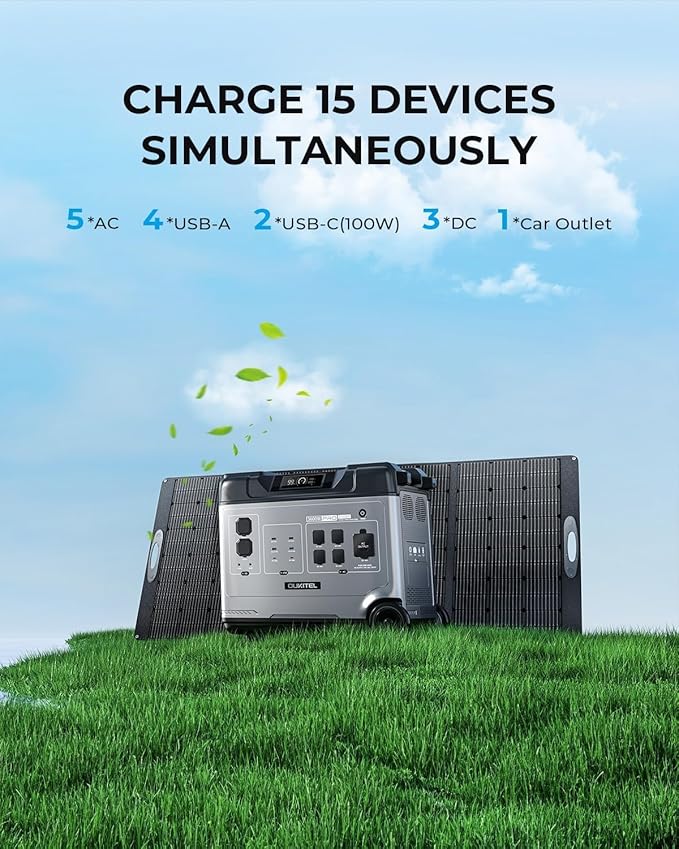 OUKITEL P5000 Pro 3600W Solar Generator with 500W Panel, 5120Wh Solar power station with 5 AC Outlets (6000W Peak), 1800W Fast Charging, Emergency Battery Backup for Home, RVs