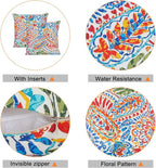 Outdoor Throw Pillows Waterproof Set of 2 Patio Pillows 18×18 Inch Decorative Pillows for Bed, Couch, Sofa and Patio Furniture