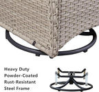 HUMMUH 5-Piece Patio Furniture Wicker Outdoor Conversation Set,All-Weather Rattan Swivel Chairs Bistro Set with Loveseat Coffee Table for Backyard,Poolside,Deck(Grey/Blue)