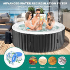 DoCred 2-4 Person Inflatable Hot Tub, 71" X 71" X 25" Round Blow up Portable Hot tub with 120 Bubble Jets, Large Outdoor Spa Bathtub Set Included Heater Pump, Insulated Cover and Filter