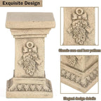 19" Tall Garden Pedestal Stand with Bow Design, Heavy Duty Magnesium Oxide Plinth, Weatherproof Outdoor Pedestal for Sculptures, Flower Pots, Decor – Sturdiness Plinth Base Statue Riser