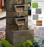 41.1" Outdoor Water Fountains Modern Fountain with LED Lights with Water Pump 4 Tier Floor Standing Outdoor Waterfall Fountain for Garden, Yard, Home Decor, Patio, Yellow