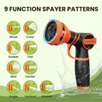 Giraffe Tools Garden Hose 100FT 1/2” Non-Expandable Lightweight Flexible Water Hoses Burst 600 psi with 9 Spray Function Nozzle Heavy Duty Hose