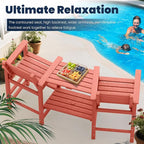Tall Adirondack Chairs Set of 2, All Weather HDPE Poly Bar Height Balcony Adirondack Chair with Removable Double Connecting Trays, Outdoor Adirondack Barstools for Deck, Patio, Yard, Pool, Lawn