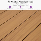 PURPLE LEAF 9 Pieces Outdoor Metal Furniture Set Patio Conversation Sets Wood Pattern Dining Set, 1 Dining Table and 8 Modern Chairs with Cushions Seat